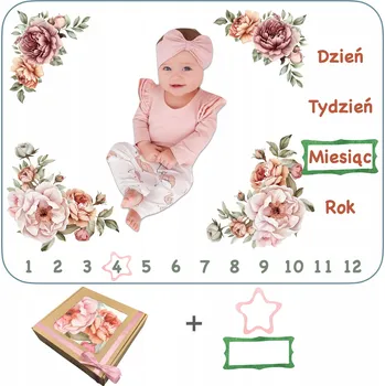 Obraz FOTO DEKA S KVĚTINAMI PODLOŽKA NA FOTKY PRO HOLČIČKU ZABALENÁ V EKO KRABIČKA