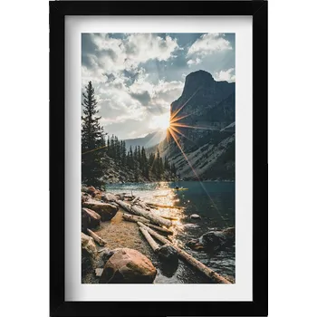 Obraz Obraz s rámem a grafikou na zeď Horská krajina v slunečních paprscích 20x30 cm