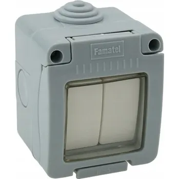 vypínač VODOTĚSNÝ DVOJITÝ SPÍNAČ 230V 10A IP55 HERMETICKÝ FAMATEL 19044