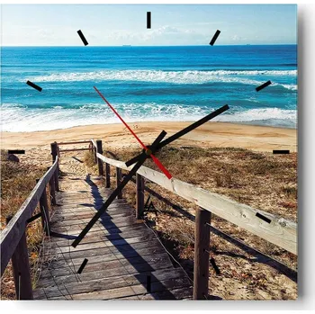 Hodiny Velké nástěnné hodiny 40x40 Krajina Skleněné hodiny Tiché