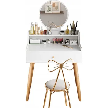 Toaletní stolek Toaletní Stolek Rebiko bílý 70x40x85 cm 1 šuplík