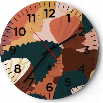 Hodiny Kuchyňské nástěnné hodiny 30x30 Žena Moderní skleněné hodiny do obýváku Tiché