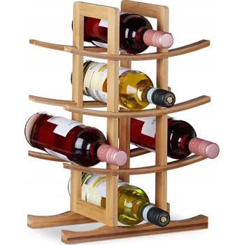 Stojan na víno Stojan na víno na 12 lahví Relaxdays 42,5x30x16 cm bambusový