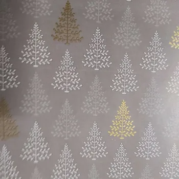 Obraz Vánoční balicí papír stromečky šedý 57cmx2m 2m153