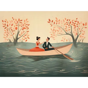 Plakát Plakát Romantická Eskapáda po Řece bez rámu 100 x 75 cm