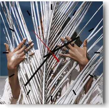 Hodiny Velké nástěnné hodiny na zeď 40x40 Žena Skleněné hodiny Čtvercové Tiché