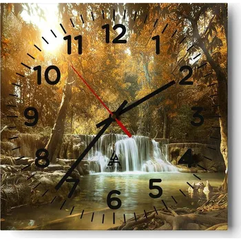 Hodiny Kuchyňské nástěnné hodiny 30x30 Krajina Skleněné hodiny do obýváku Moderní Tiché