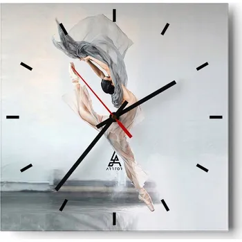 Hodiny Velké nástěnné hodiny 40x40 Baletka Skleněné hodiny Tiché
