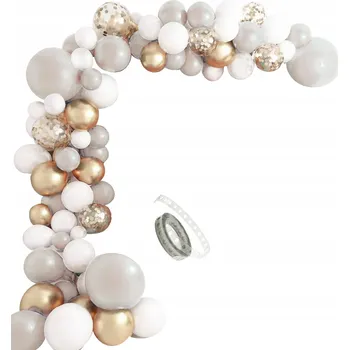 Balónek Balónková girlanda boho béžová zlatá chromová konfety