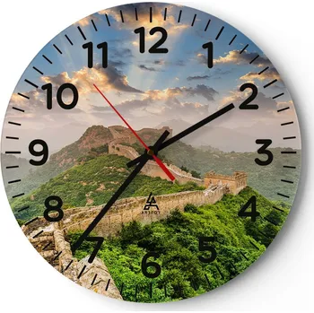 Hodiny Nástěnné hodiny do obýváku 40x40 Krajina Kulatý Skleněné hodiny Loft Tiché