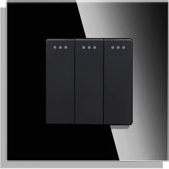 vypínač TROJITÝ SPÍNAČ SVĚTLA 3K SCHODIŠŤOVÝ KLÁVESOVÝ MECHANICKÝ SKLENĚNÝ