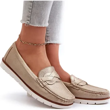 Dámské mokasíny Dámské mokasíny z eko kůže, klasické, módní, zlaté, velikost 37