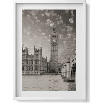 Obraz Dekorativní nástěnný obraz v rámu s grafikou loft Londýn Anglie Big Ben 50x70 cm