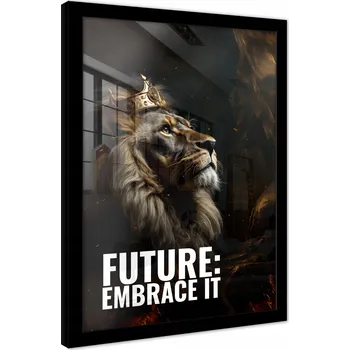 Obraz OBRAZ NA ZEĎ V RÁMU MOTIVAČNÍ PLAKÁT NÁPIS LEV MODERNÍ 40x30