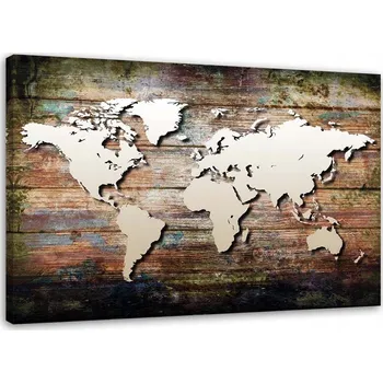 Obraz Obraz Mapa světa na starých prknech 90x60