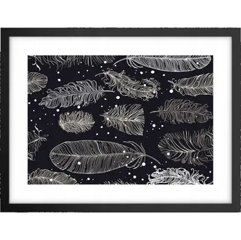 Obraz Obraz plakát v černém rámu do obýváku 40x30 pero ptáka foto na zeď