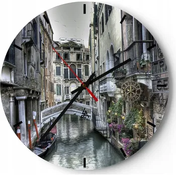 Hodiny Velké nástěnné hodiny 40x40 Benátky Skleněné hodiny Kulatý Tiché