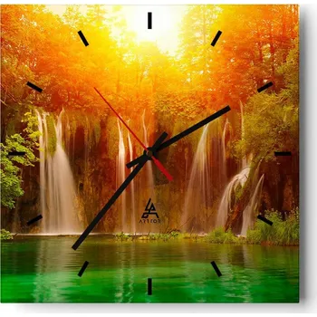 Hodiny Velké nástěnné hodiny 40x40 Krajina Skleněné hodiny Tiché