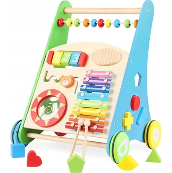 Dětské chodítko ODRÁŽEDLO CHODÍTKO DŘEVĚNÉ PUZZLE PRO DĚTI k učení chůze 12m+
