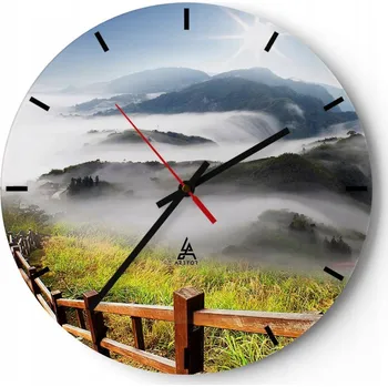 Hodiny Nástěnné hodiny do kuchyně 30x30 Krajina Skleněné hodiny do obýváku Tiché