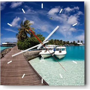 Hodiny Velké nástěnné hodiny 40x40 Krajina Skleněné hodiny Tiché