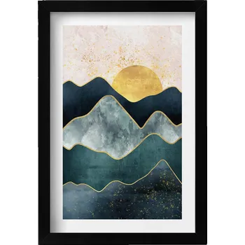 Obraz Obraz v černém rámu dekorace na zeď Abstraktní horská krajina 20x30 cm