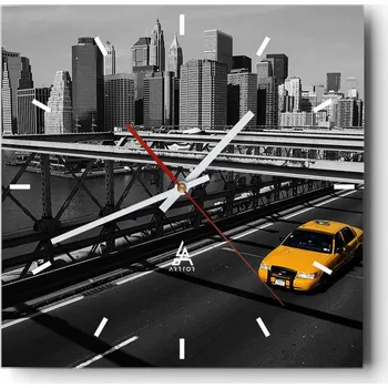 Hodiny Velké nástěnné hodiny na zeď 40x40 Město Skleněné hodiny Čtvercové Tiché