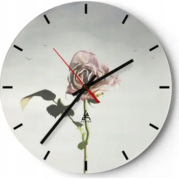 Hodiny Velké nástěnné hodiny 40x40 cm Růže Skleněné hodiny Kulatý Tiché