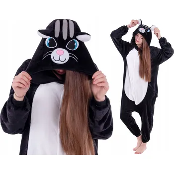 Podprsenka KOČKA Černá Kočička PYŽAMO Kigurumi Onesie L 165-174