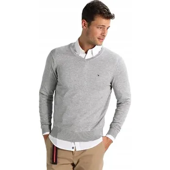 Pánský svetr Pánský svetr TOMMY HILFIGER , šedý, VEL S, výstřih do V