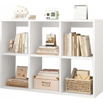 Knihovna REGAŁ 6 PÓŁEK NA KSIĄŻKI BIAŁY SZAFKA OTWARTY MODERNÍ LOFT 100x67x30 cm