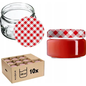 Sklenice 10x ZAVAŘOVACÍ SKLENICE NA ZAVAŘENINY 250ml + VÍČKO FI82 MED