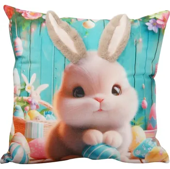 Polštář Velikonoční polštář 3D HELLO BUNNY V. 40x40 cm Mybesthome Varianta: Povlak na polštář s výplní, 40x40 cm 3D aplikace