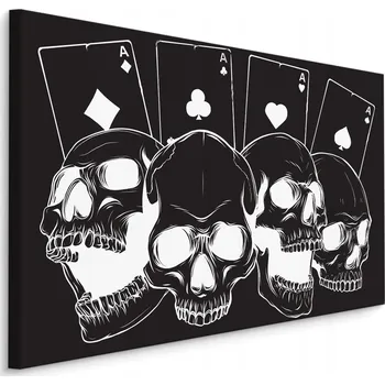 Obraz Nástěnný obraz Skica Lebky Karty na Poker 30x20