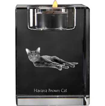 Svícen Hawana Hnědá - svícen s fotografií koně, křišťálový podstavec na čajovou svíčku