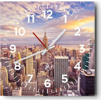 Hodiny Kuchyňské nástěnné hodiny 30x30 Město Skleněné hodiny do obýváku Moderní Tiché