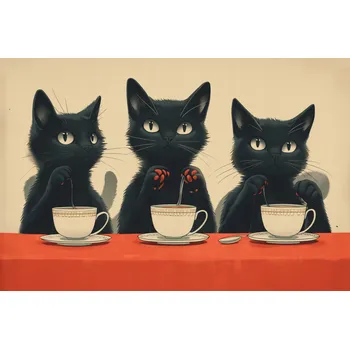 Plakát Plakát Černá Kočičí Kavárna bez rámu 91,5 x 61 cm