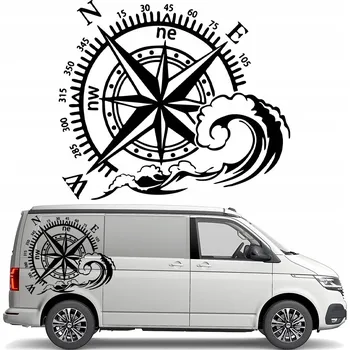 Samolepicí dekorace na vozidlo SAMOLEPKA na auto karavan KOMPAS RŮŽE VĚTRŮ 43x50
