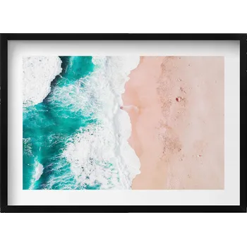 Obraz Nástěnný obraz do obýváku, kuchyně - Mořské vlny na pláži z ptačí perspektivy 70x50 cm