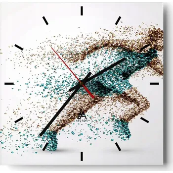 Hodiny Velké nástěnné hodiny na zeď 40x40 Sport Skleněné hodiny Čtvercové Tiché