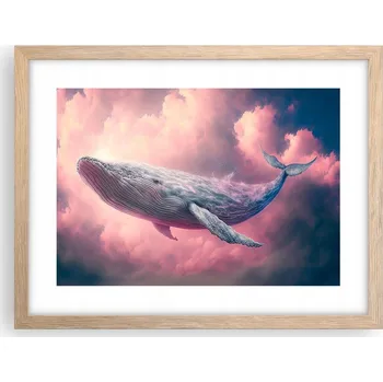 Obraz Obraz plakát v rámu světlý dub do obýváku 40x30 velryba foto na zeď