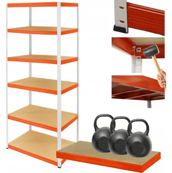 regál Dílenský regál kovový stojan HELIOS 196x75x60cm 6 polic x 350kg SILNÝ POLSKÝ