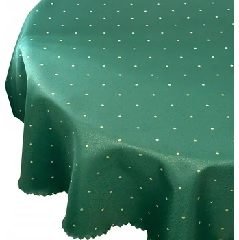 ubrus Vánoční ubrus Zelený se zlatými tečkami, kulatý, průměr 140 cm
