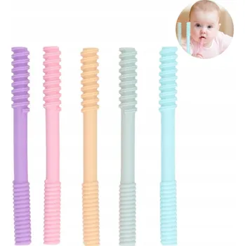 KOUSÁTKO NA ZOUBKY PRO MIMINKA SILIKONOVÁ TRUBIČKA BAREVNÁ 5 KS