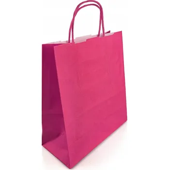 Dárková taška Papírová taška kraft růžová s uchem 180x80x210 mm - 10 Ks.