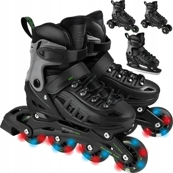 Kolečkové brusle Brusle 2v1 Spokey KIDO černé, vel. 39-43