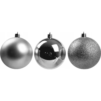 Vánoční dekorace Stříbrné vánoční vánoční baňky 6 ks 8 cm nerozbitné