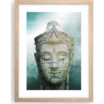 Obraz Obraz plakát v rámu světlý dub do obýváku 30x40 Buddha foto plakáty na zeď
