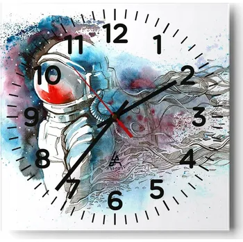 Hodiny Nástěnné hodiny do obýváku 40x40 Astronaut Bezhlučné hodiny na skle Tiché