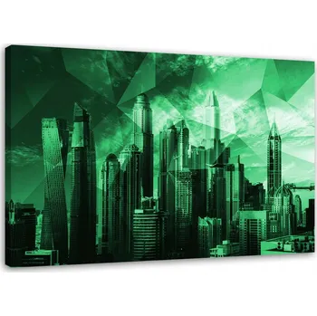 Obraz OBRAZ NA PLÁTNĚ Obraz na plátně Město Geometrie Zelená 90x60